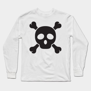 Death Symbol Skull and Bones Black Pirate Logo Icon Emoticon Long Sleeve T-Shirt